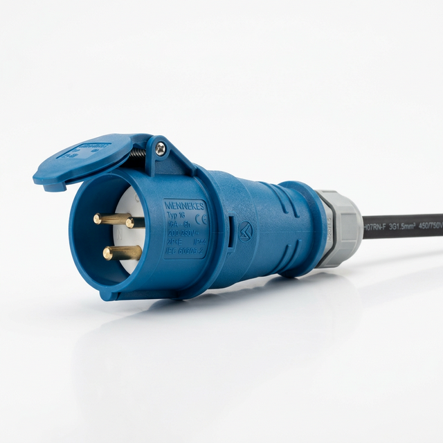 Gewiss IEC 309 HP Düz Fiş – 2P+E 16A IP44 Mavi (Hızlı Bağlantı)
